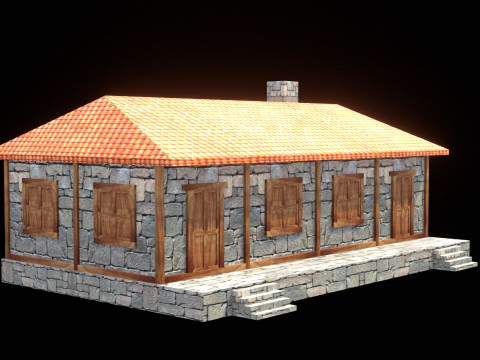 Medieval house low poly village town city residential game ready 42 3D Model