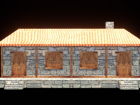 Medieval house low poly village town city residential game ready 42 3D Model