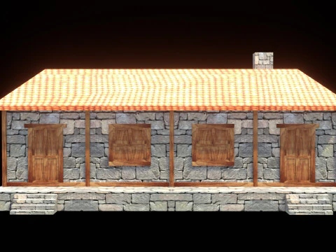 Medieval house low poly village town city residential game ready 42 3D Model