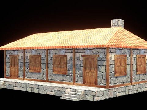 Medieval house low poly village town city residential game ready 42 3D Model