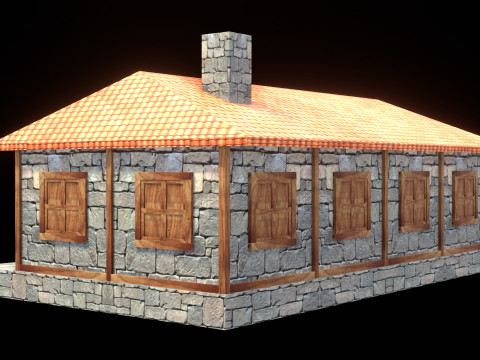 Medieval house low poly village town city residential game ready 42 3D Model