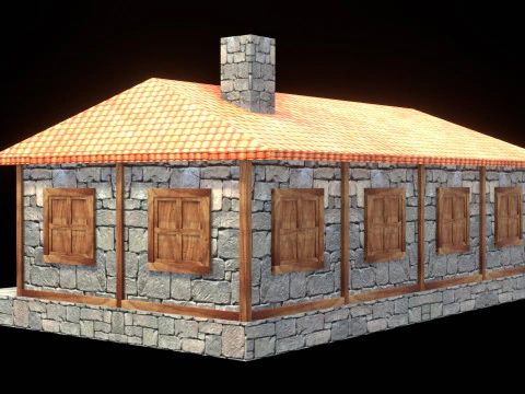 Medieval house low poly village town city residential game ready 42 3D Model