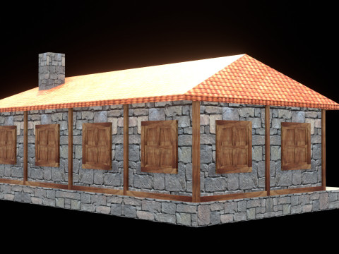 Medieval house low poly village town city residential game ready 42 3D Model