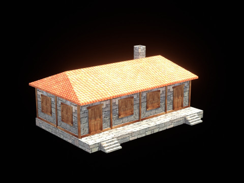 Medieval house low poly village town city residential game ready 42 3D Model