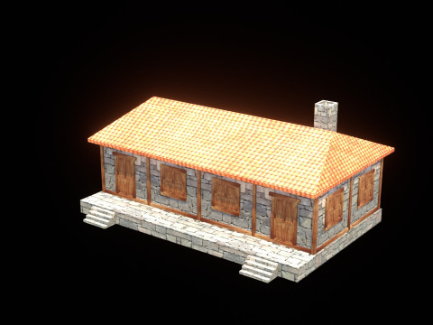 Medieval house low poly village town city residential game ready 42 3D Model