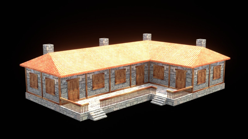 Medieval house low poly village town city residential game ready 43 3D Model .c4d .max .obj .3ds .fbx .stl .blend