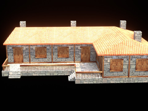Medieval house low poly village town city residential game ready 43 3D Model