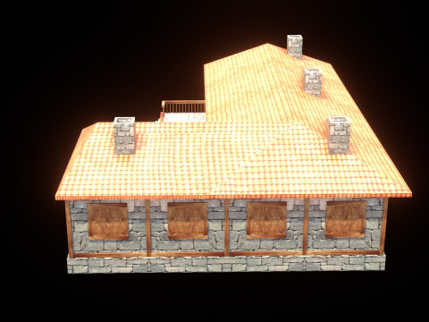 Medieval house low poly village town city residential game ready 43 3D Model