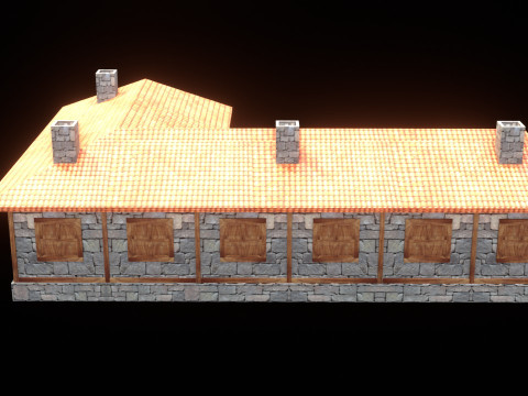 Medieval house low poly village town city residential game ready 43 3D Model