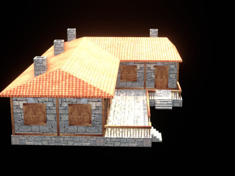 Medieval house low poly village town city residential game ready 43 3D Model