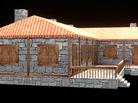 Medieval house low poly village town city residential game ready 43 3D Model