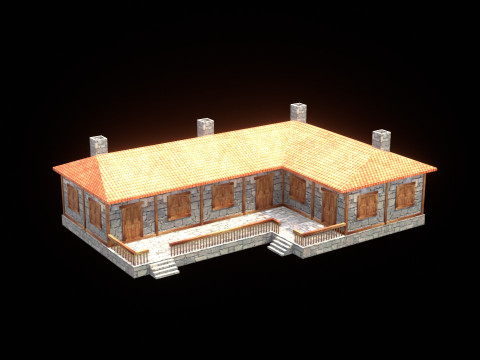 Medieval house low poly village town city residential game ready 43 3D Model