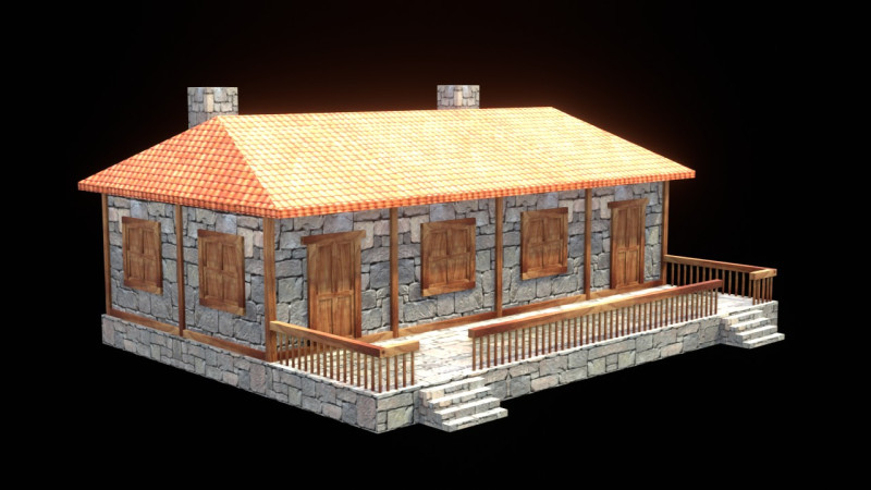 Medieval house low poly village town city residential game ready 44 3Dモデル .c4d .max .obj .3ds .fbx .stl .blend