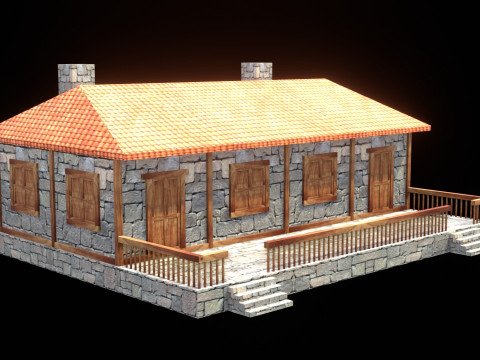Medieval house low poly village town city residential game ready 44 3D Model