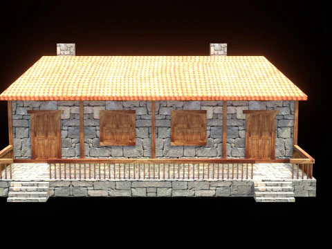 Medieval house low poly village town city residential game ready 44 3D Model