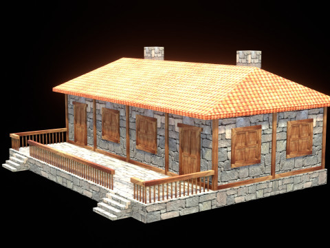 Medieval house low poly village town city residential game ready 44 3Dモデル