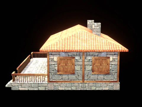 Medieval house low poly village town city residential game ready 44 3D Model