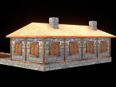 Medieval house low poly village town city residential game ready 44 3Dモデル