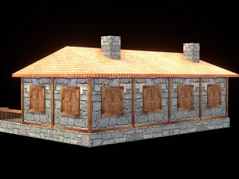 Medieval house low poly village town city residential game ready 44 3D Model