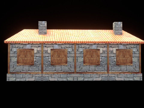 Medieval house low poly village town city residential game ready 44 3Dモデル
