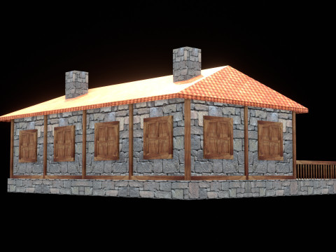 Medieval house low poly village town city residential game ready 44 3Dモデル
