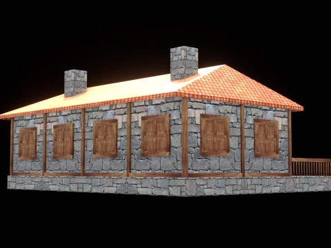 Medieval house low poly village town city residential game ready 44 3D Model