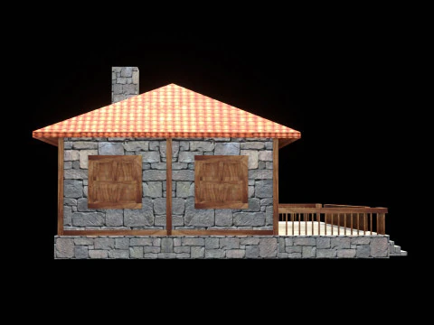 Medieval house low poly village town city residential game ready 44 3D Model