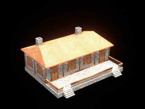 Medieval house low poly village town city residential game ready 44 3Dモデル