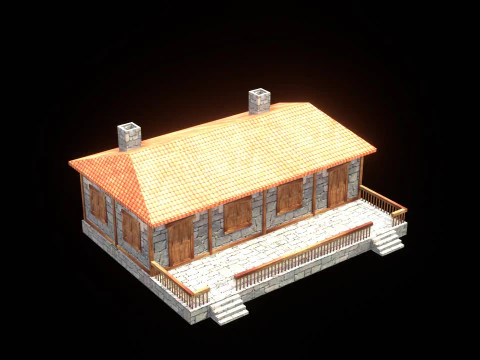 Medieval house low poly village town city residential game ready 44 3D Model