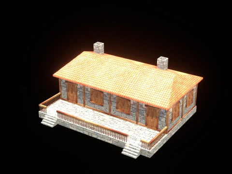 Medieval house low poly village town city residential game ready 44 3D Model