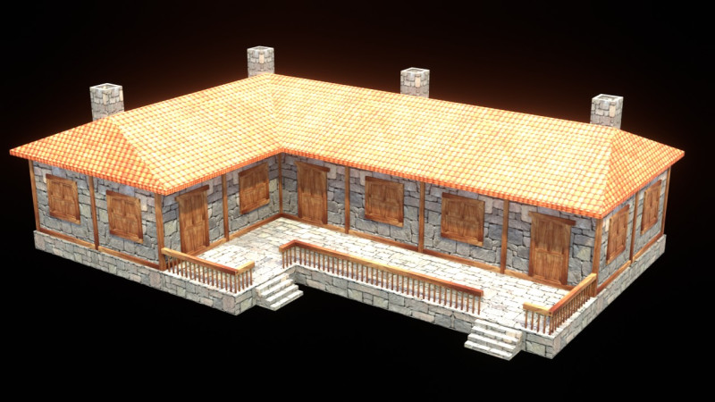 Medieval house low poly village town city residential game ready 45 3D 模型 .c4d .max .obj .3ds .fbx .stl .blend