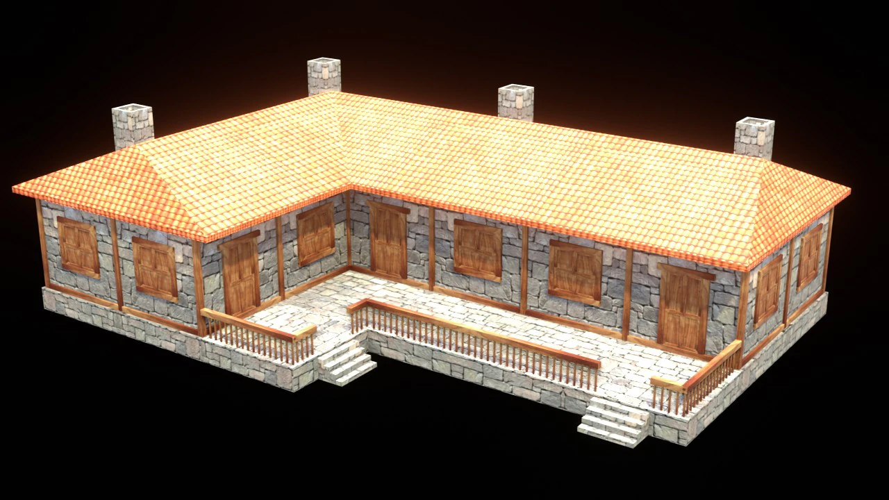 Medieval house low poly village town city residential game ready 45 3D Model .c4d .max .obj .3ds .fbx .stl .blend 