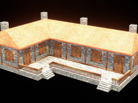 Medieval house low poly village town city residential game ready 45 3D Model