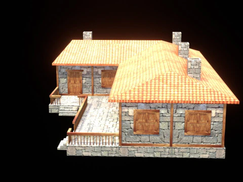 Medieval house low poly village town city residential game ready 45 3D Model