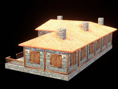 Medieval house low poly village town city residential game ready 45 3D Model