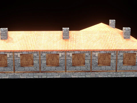 Medieval house low poly village town city residential game ready 45 3D Model