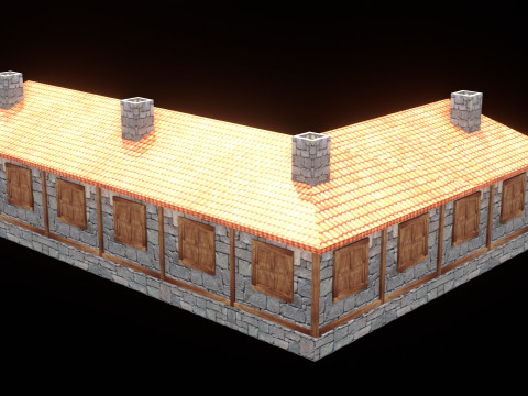 Medieval house low poly village town city residential game ready 45 3D 模型