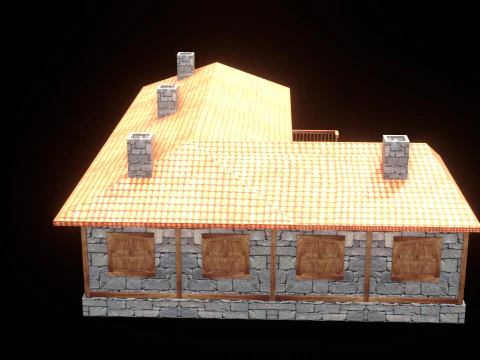 Medieval house low poly village town city residential game ready 45 3D Model