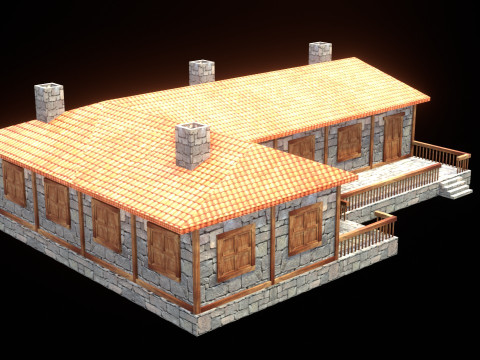 Medieval house low poly village town city residential game ready 45 3D 模型