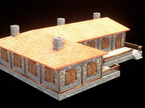 Medieval house low poly village town city residential game ready 45 3D Model