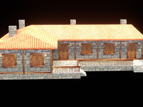 Medieval house low poly village town city residential game ready 45 3D 模型
