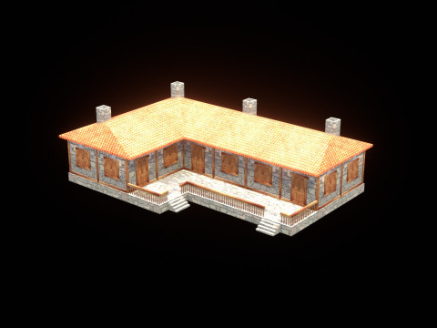 Medieval house low poly village town city residential game ready 45 3D 模型
