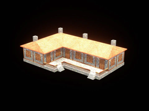 Medieval house low poly village town city residential game ready 45 3D Model