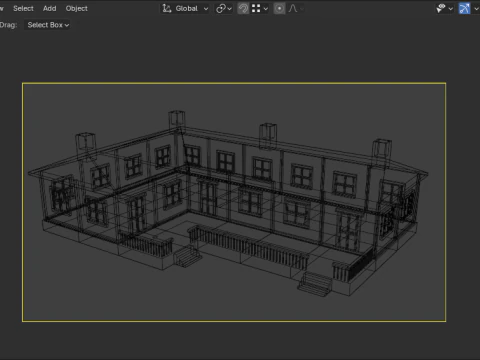 Medieval house low poly village town city residential game ready 45 3D Model