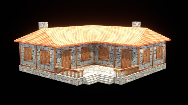 Medieval house low poly village town city residential game ready 46 3Dモデル .c4d .max .obj .3ds .fbx .stl .blend