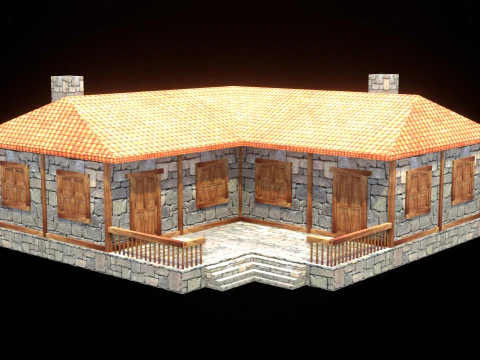 Średniowieczny dom, wioska, miasto, miasto, gra mieszkalna, gotowa 46 Model 3D