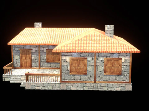 Medieval house low poly village town city residential game ready 46 3D Model