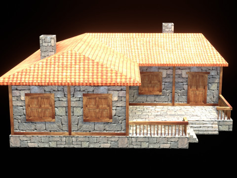 Medieval house low poly village town city residential game ready 46 3Dモデル