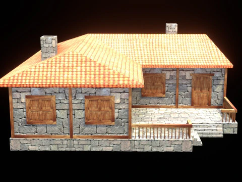 Medieval house low poly village town city residential game ready 46 3D Model