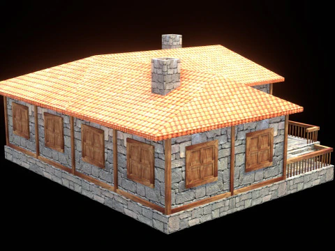 Medieval house low poly village town city residential game ready 46 3D Model